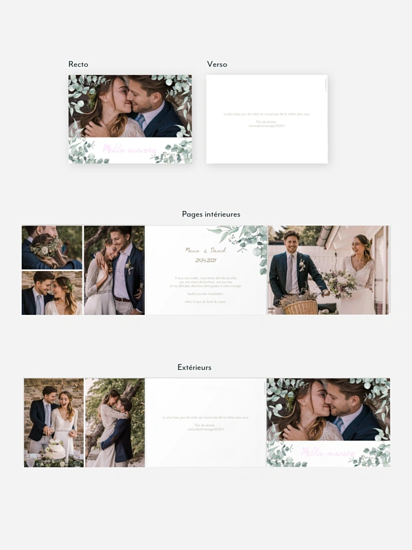 Carte de remerciements Soft Greenery