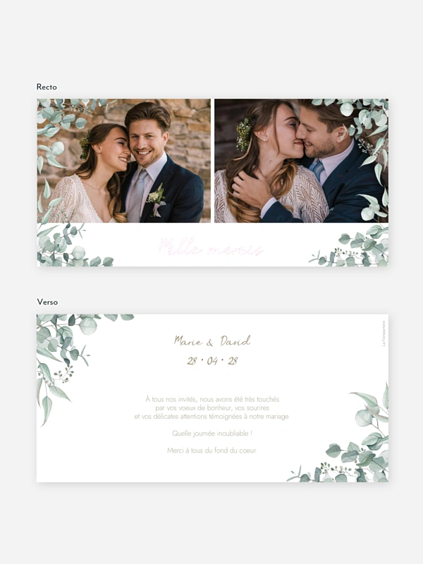 Carte de remerciements Soft Greenery