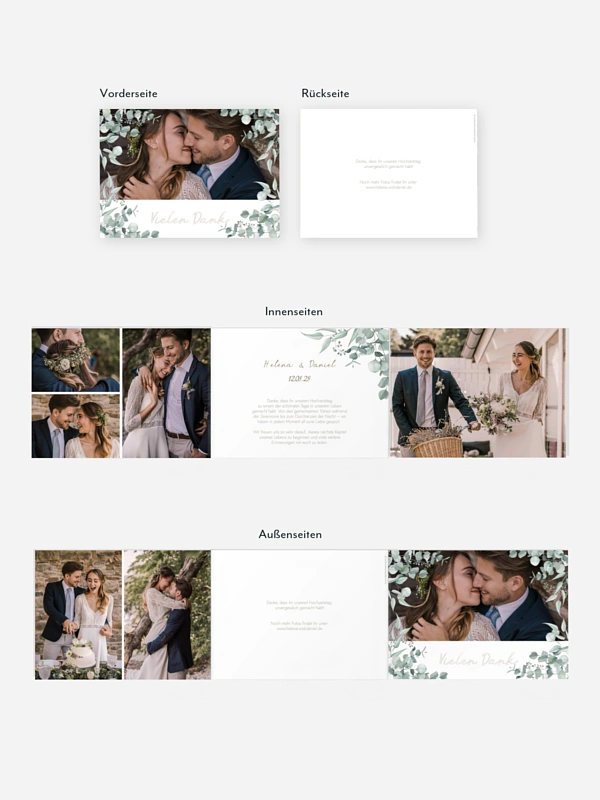 Dankeskarte Hochzeit Soft Greenery