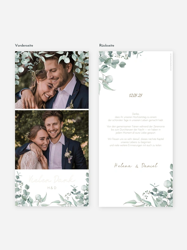 Dankeskarte Hochzeit Soft Greenery