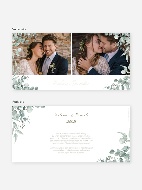 Dankeskarte Hochzeit Soft Greenery