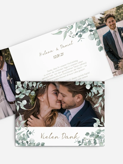 Dankeskarte Hochzeit Soft Greenery