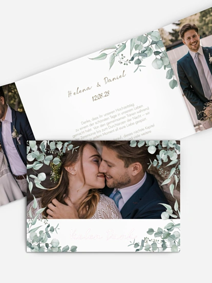 Dankeskarte Hochzeit Soft Greenery