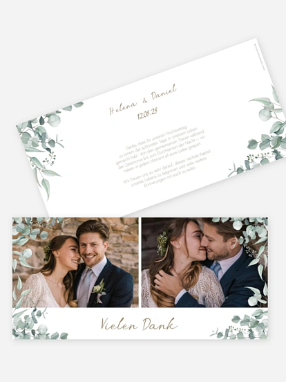 Dankeskarte Hochzeit Soft Greenery