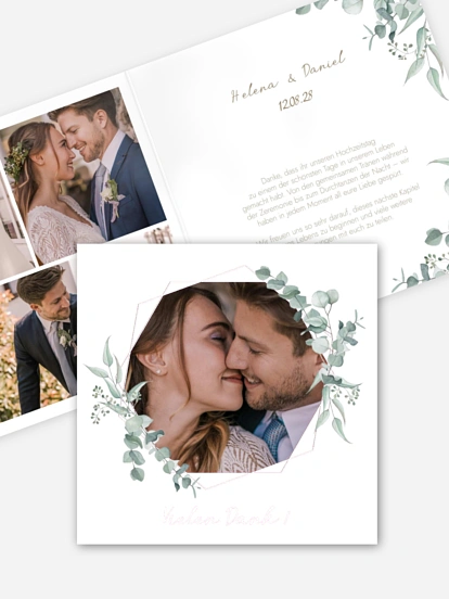 Dankeskarte Hochzeit Soft Greenery