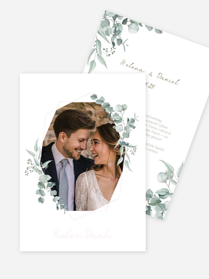 Dankeskarte Hochzeit Soft Greenery