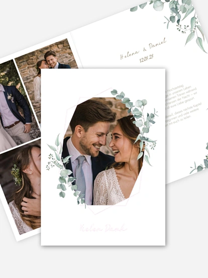 Dankeskarte Hochzeit Soft Greenery