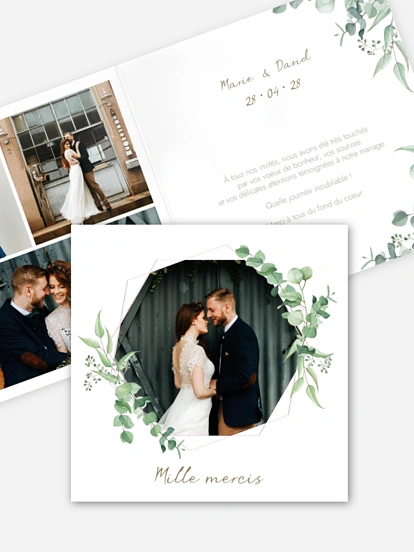 Carte de remerciements Soft Greenery