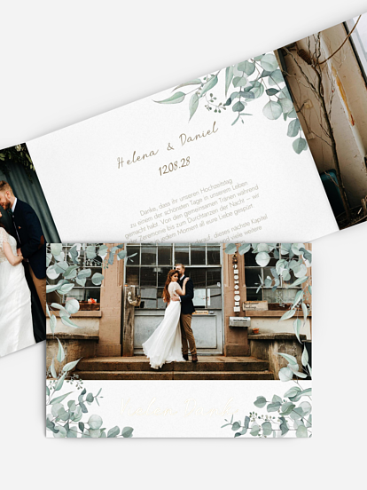 Dankeskarte Hochzeit Soft Greenery