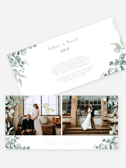 Dankeskarte Hochzeit Soft Greenery