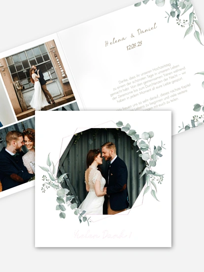 Dankeskarte Hochzeit Soft Greenery