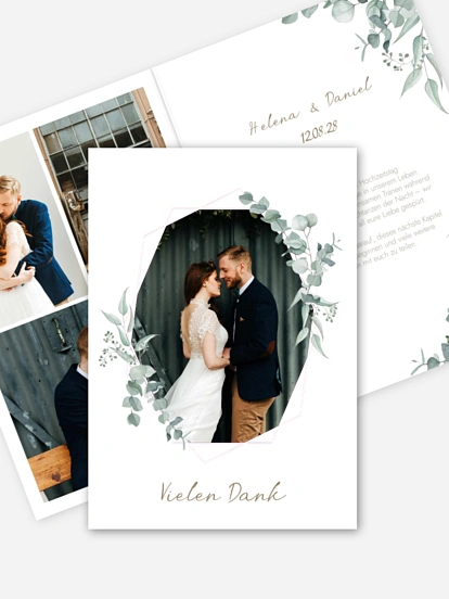 Dankeskarte Hochzeit Soft Greenery