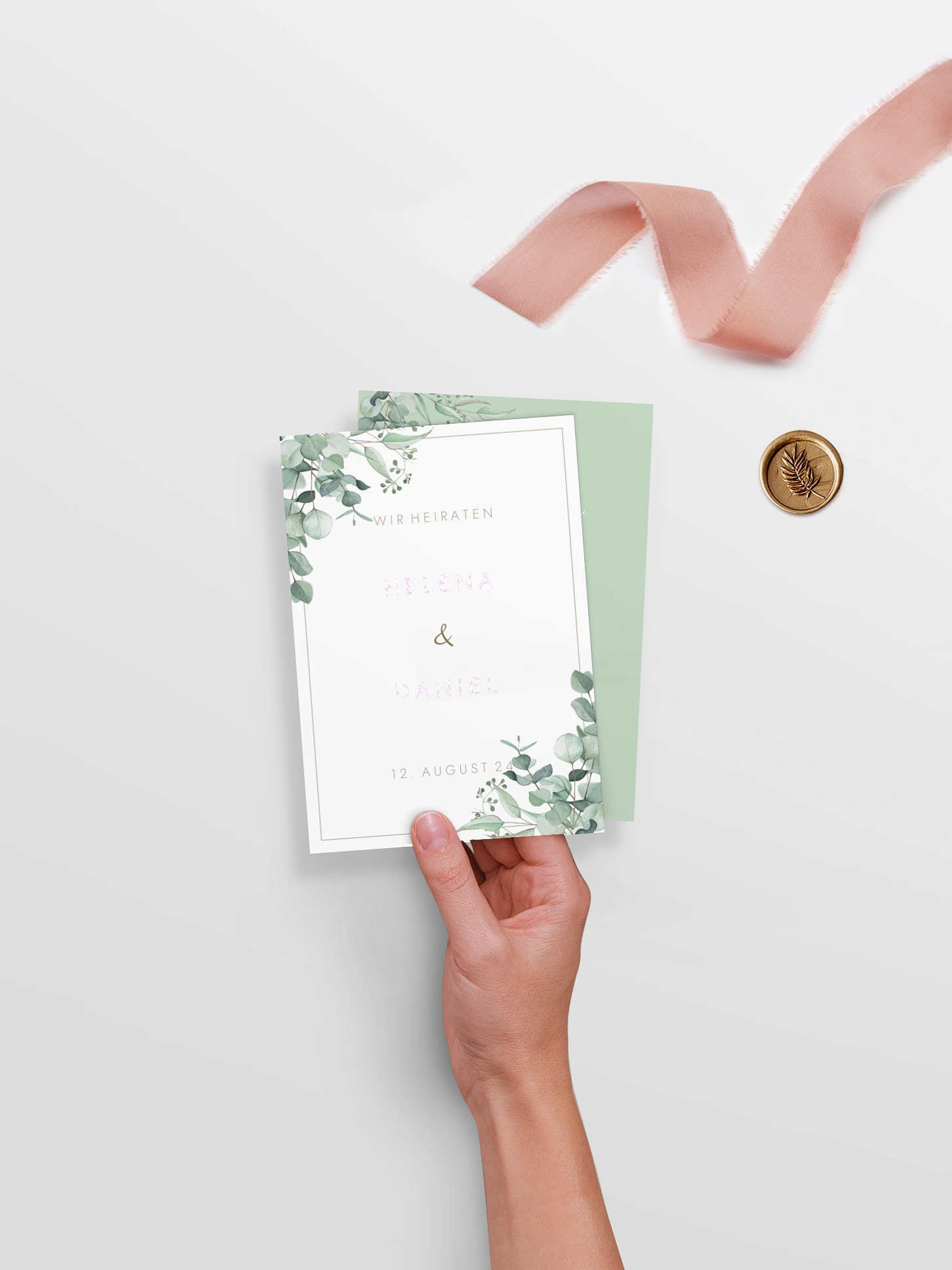 Hochzeitseinladung Soft Greenery