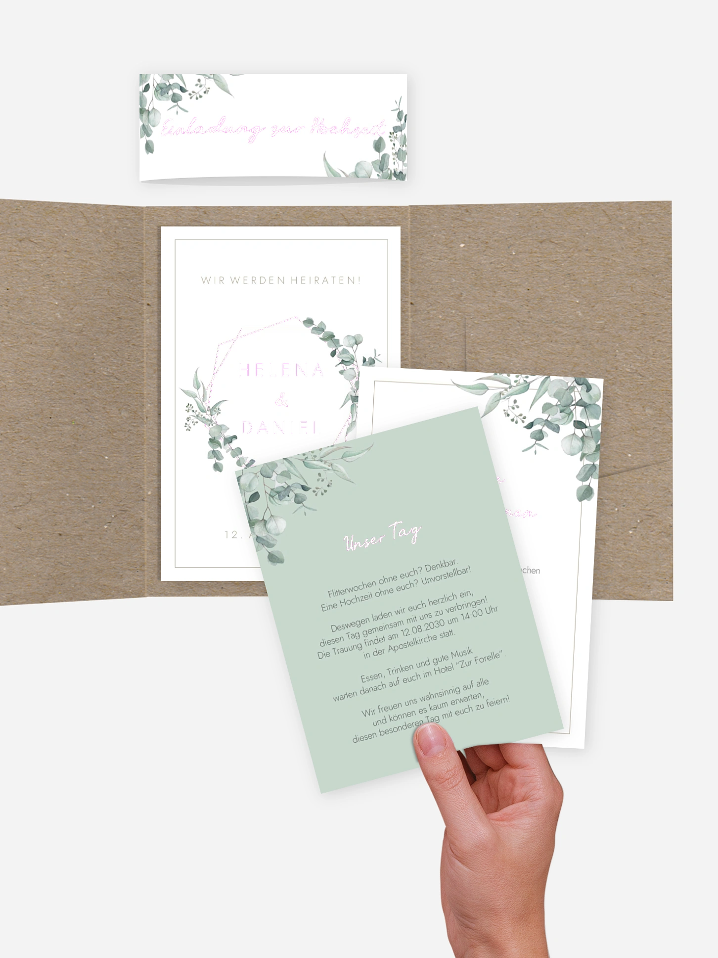 Hochzeitseinladung Soft Greenery