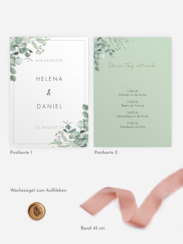 Hochzeitseinladung Soft Greenery