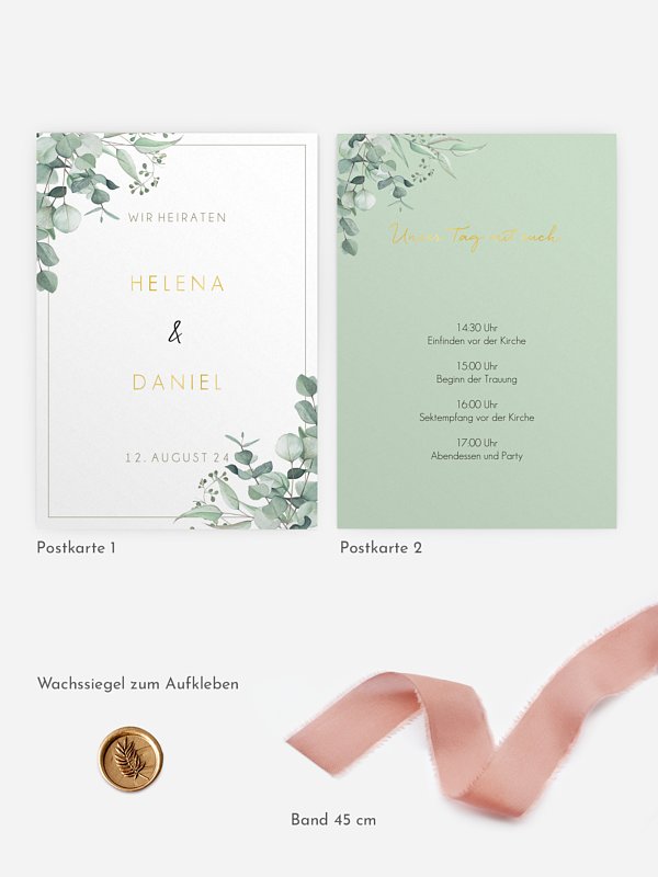 Hochzeitseinladung Soft Greenery