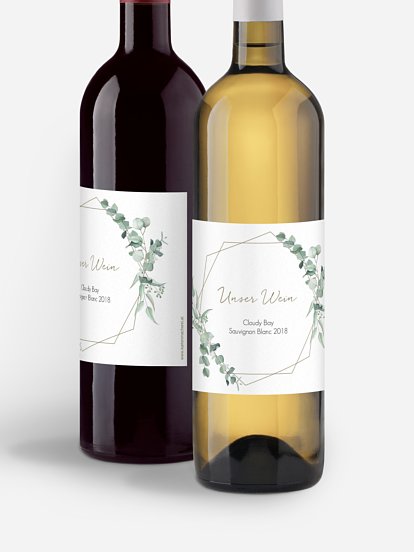 Flaschenetikett Hochzeit Soft Greenery