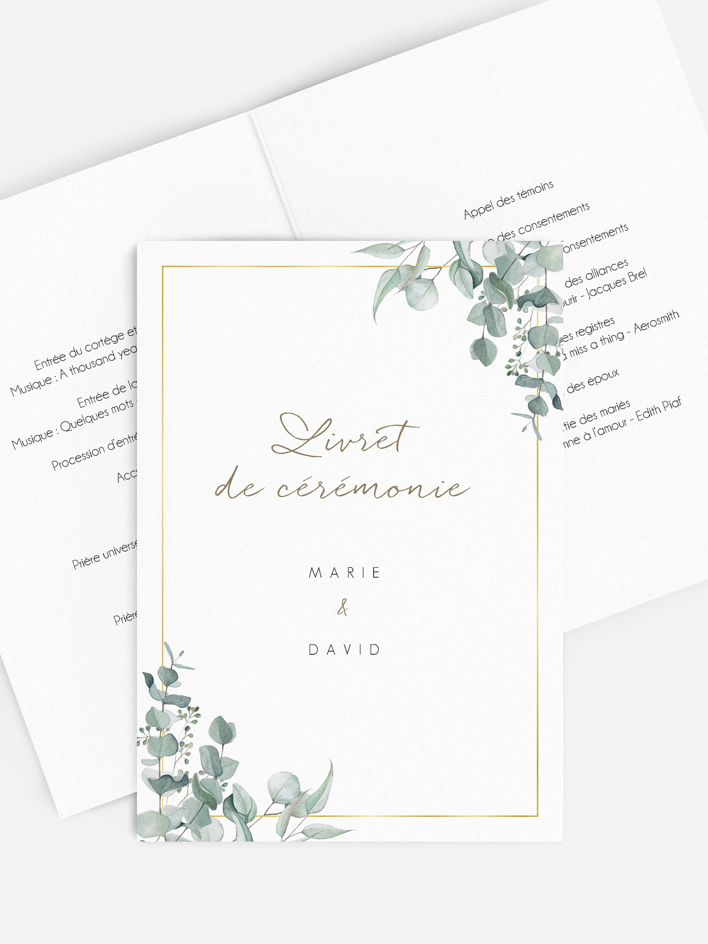 Livret de messe mariage Soft Greenery