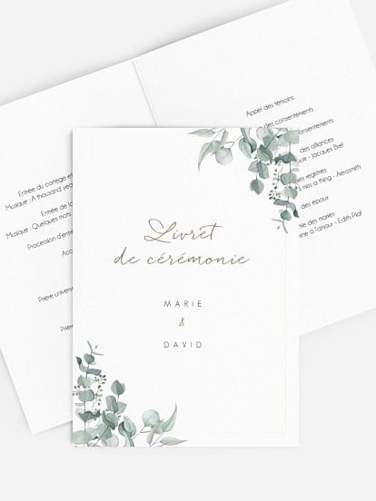Livret de messe mariage Soft Greenery