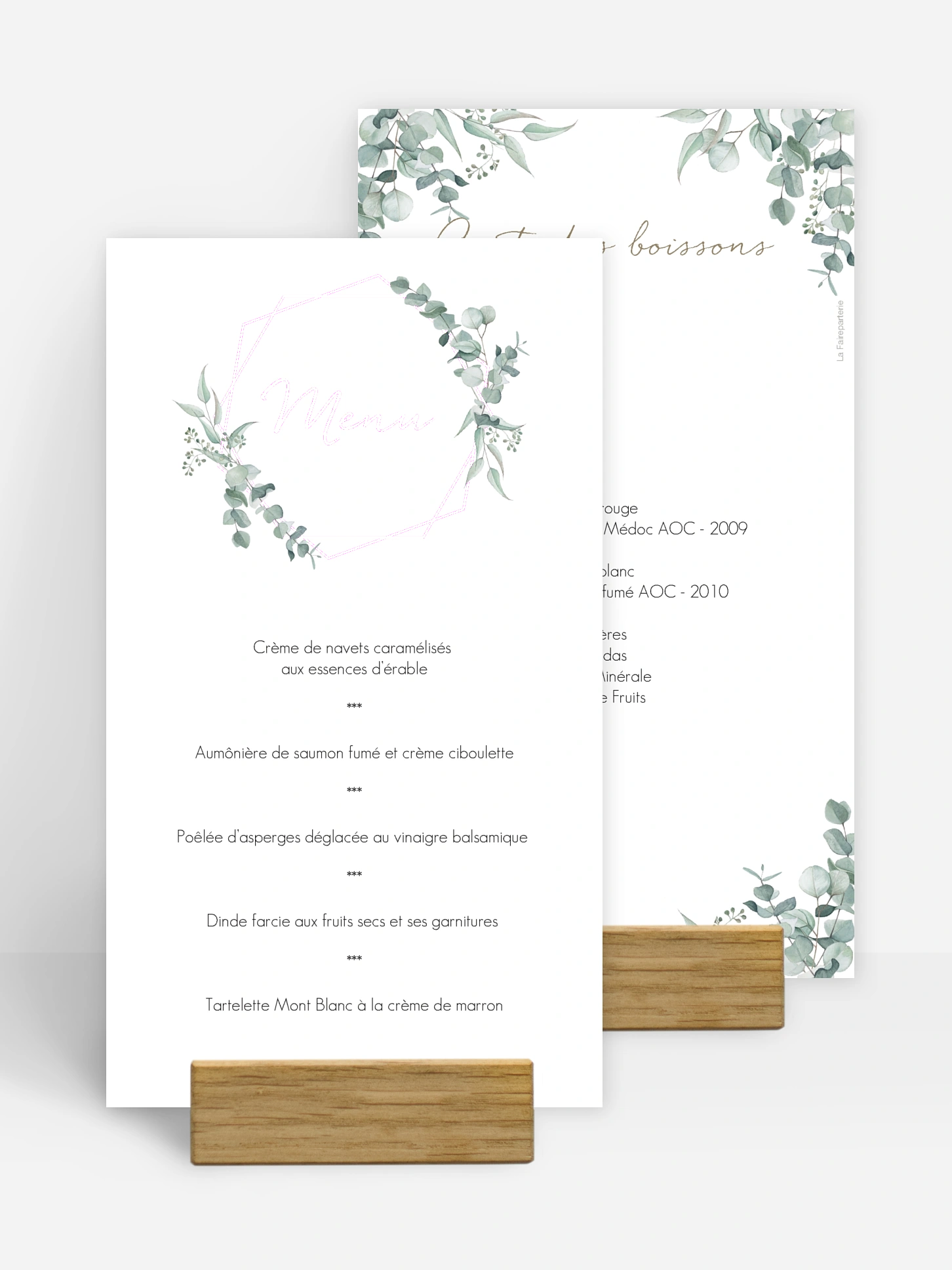 Menu mariage Soft Greenery