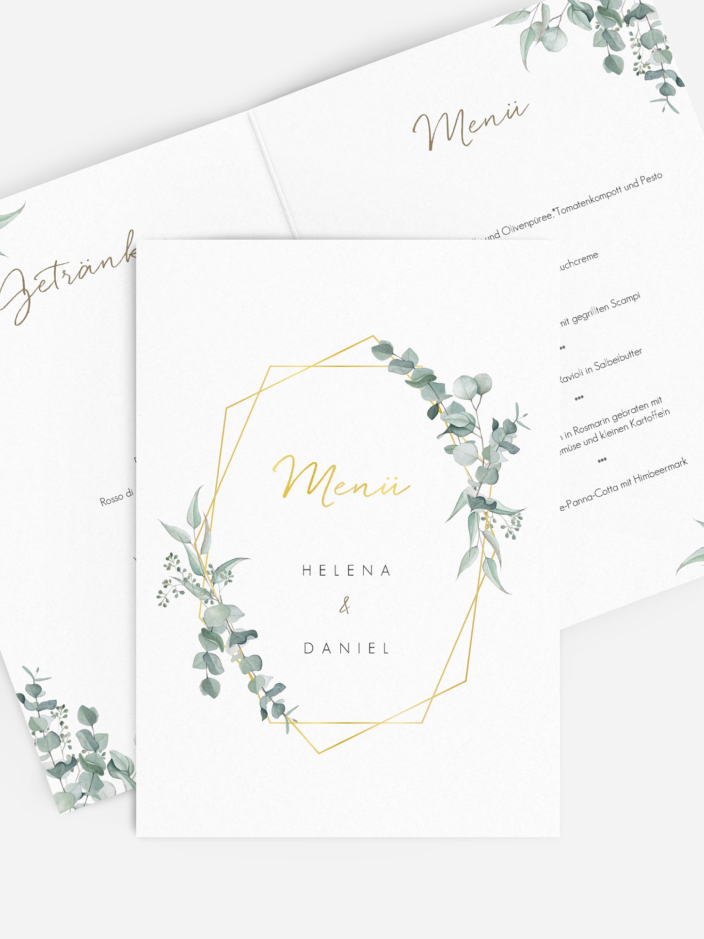 Menükarte Hochzeit Soft Greenery