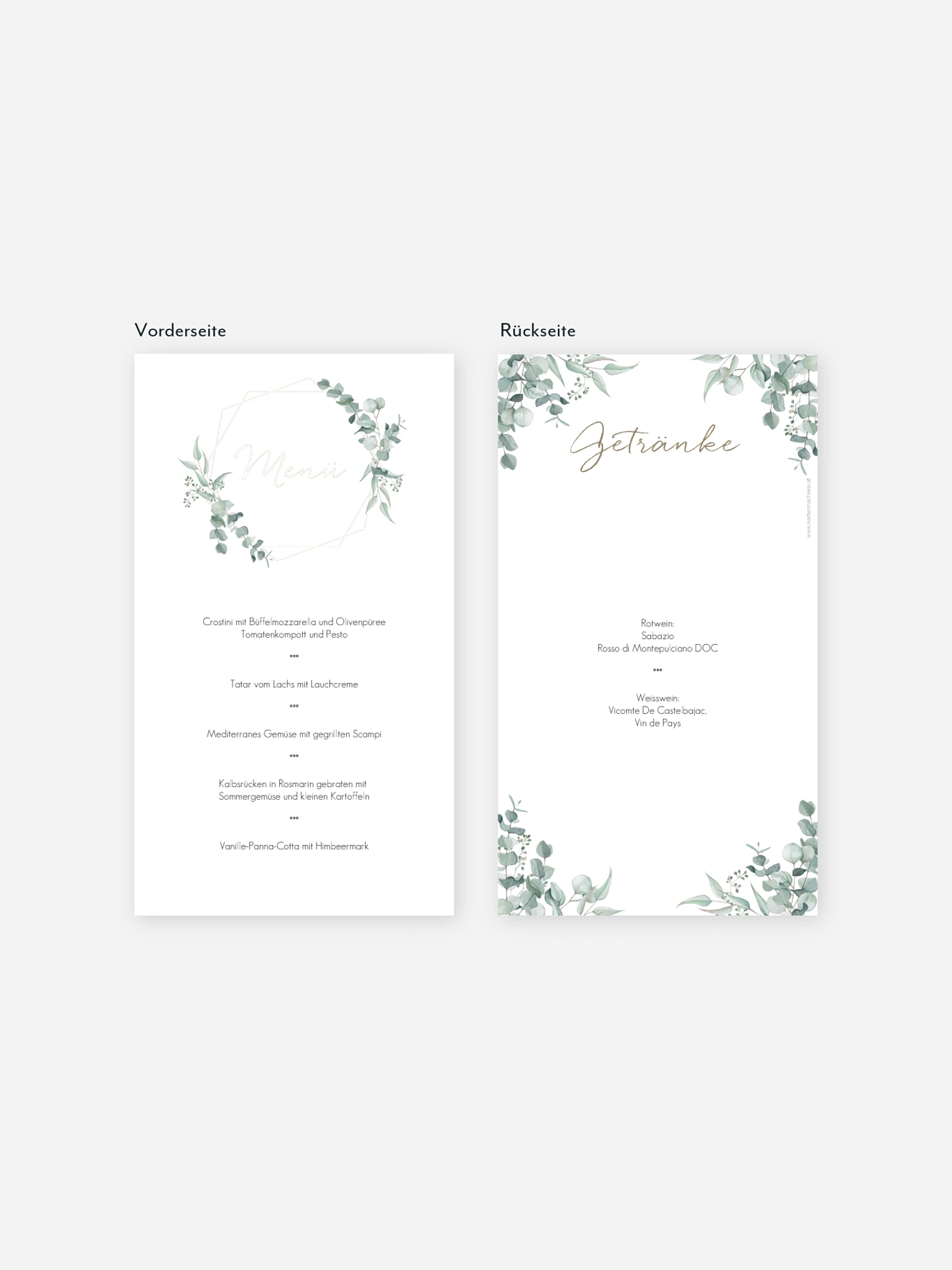 Menükarte Hochzeit Soft Greenery