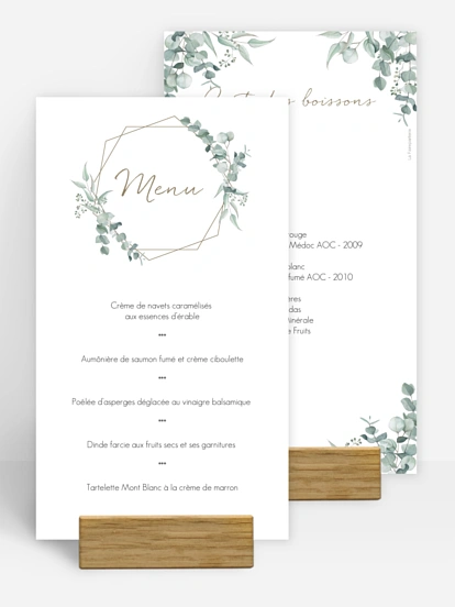 Menu mariage Soft Greenery