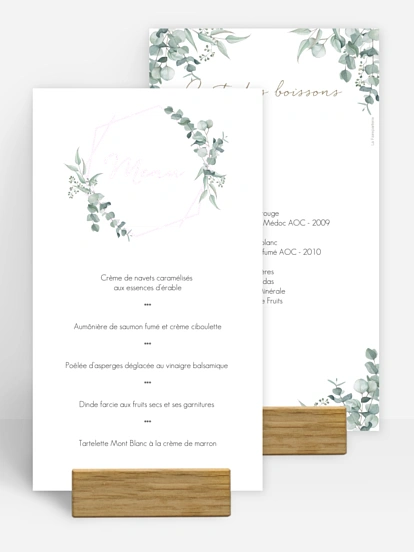 Menu mariage Soft Greenery