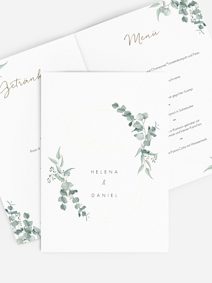 Menükarte Hochzeit Soft Greenery