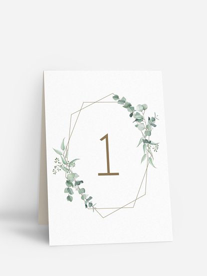 Numéro de table mariage Soft Greenery
