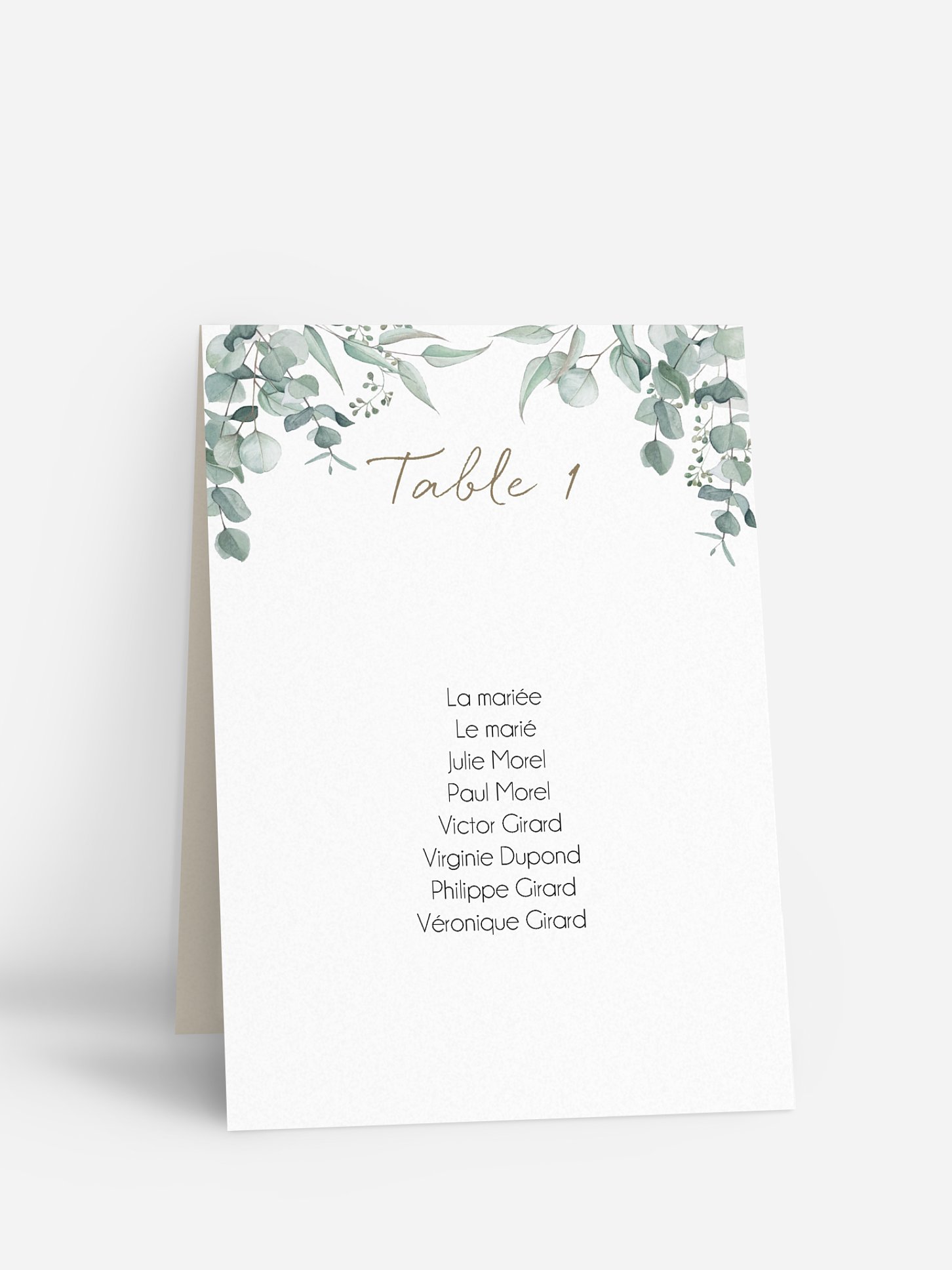 Nom de table mariage Soft Greenery