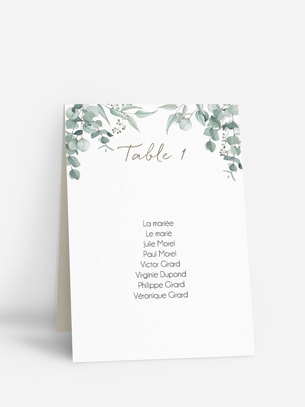 Nom de table mariage Soft Greenery