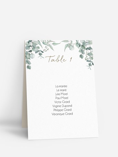 Nom de table mariage Soft Greenery