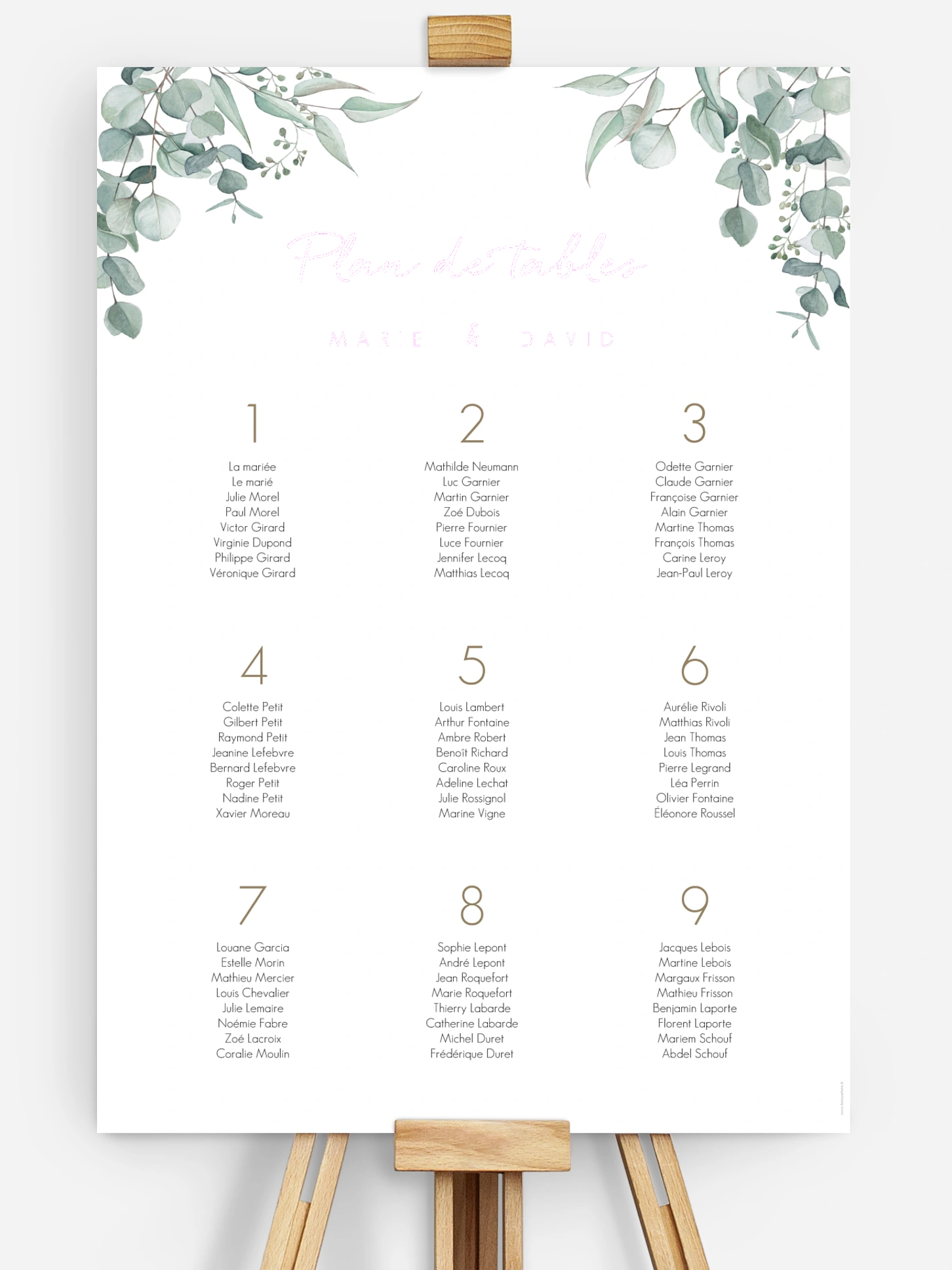 Poster plan de table mariage Soft Greenery