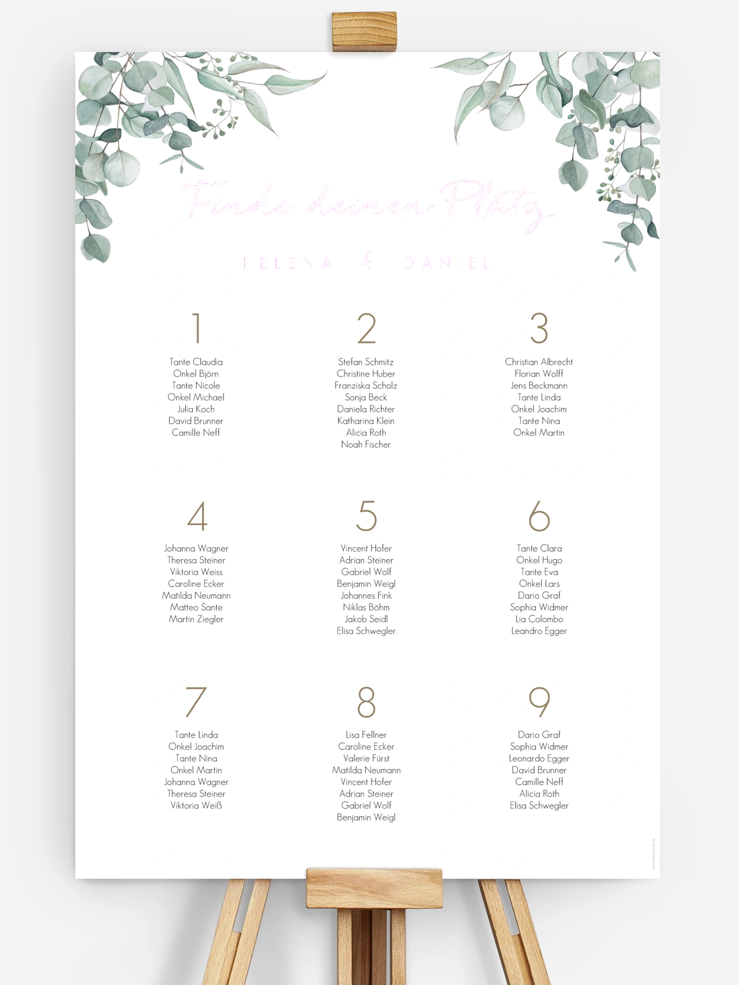 Sitzplan Plakat Soft Greenery