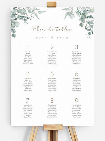Poster plan de table mariage Soft Greenery