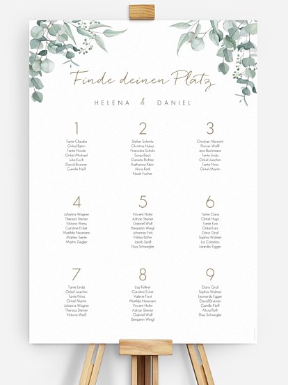 Sitzplan Plakat Soft Greenery