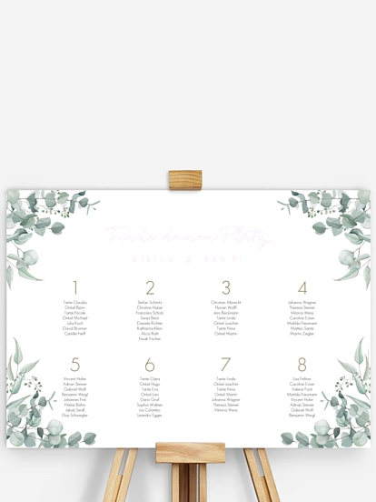Sitzplan Plakat Soft Greenery