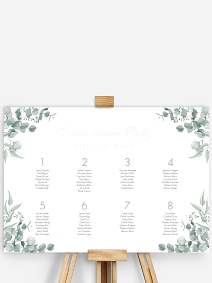 Sitzplan Plakat Soft Greenery