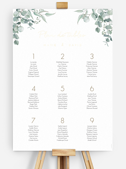 Poster plan de table mariage Soft Greenery
