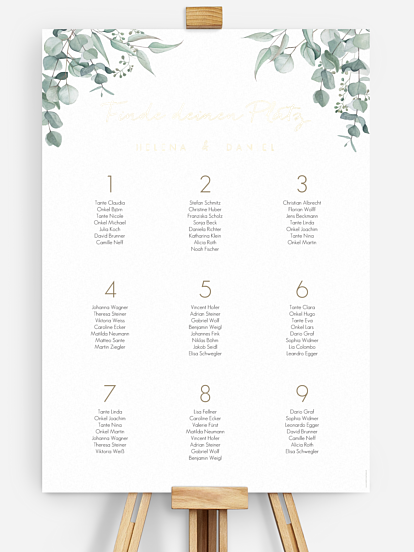 Sitzplan Plakat Soft Greenery