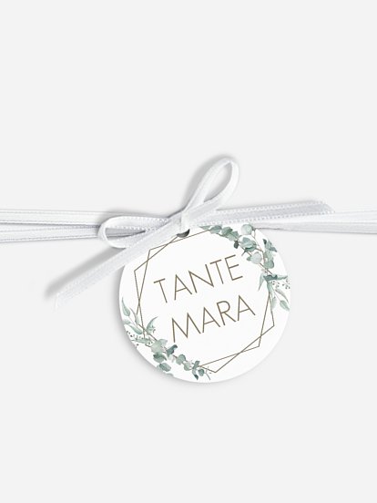 Anhänger mit Band zur Hochzeit personalisiert Soft Greenery