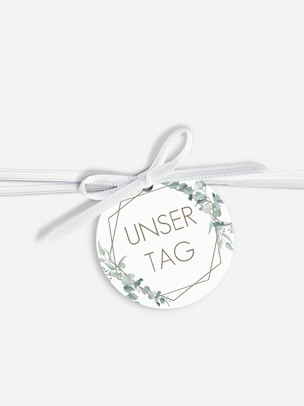 Anhänger mit Band zur Hochzeit Soft Greenery