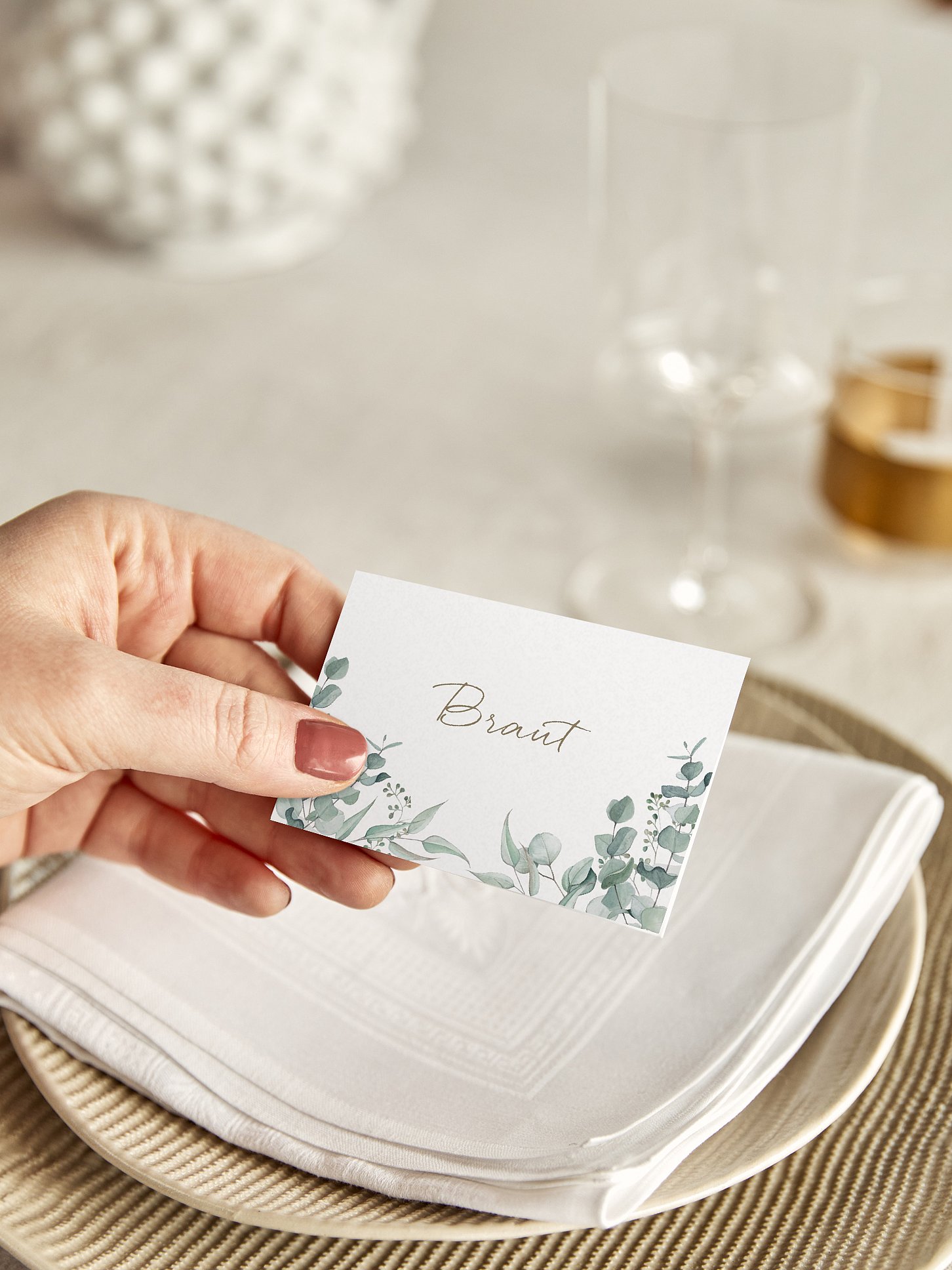 Tischkarte Hochzeit Soft Greenery