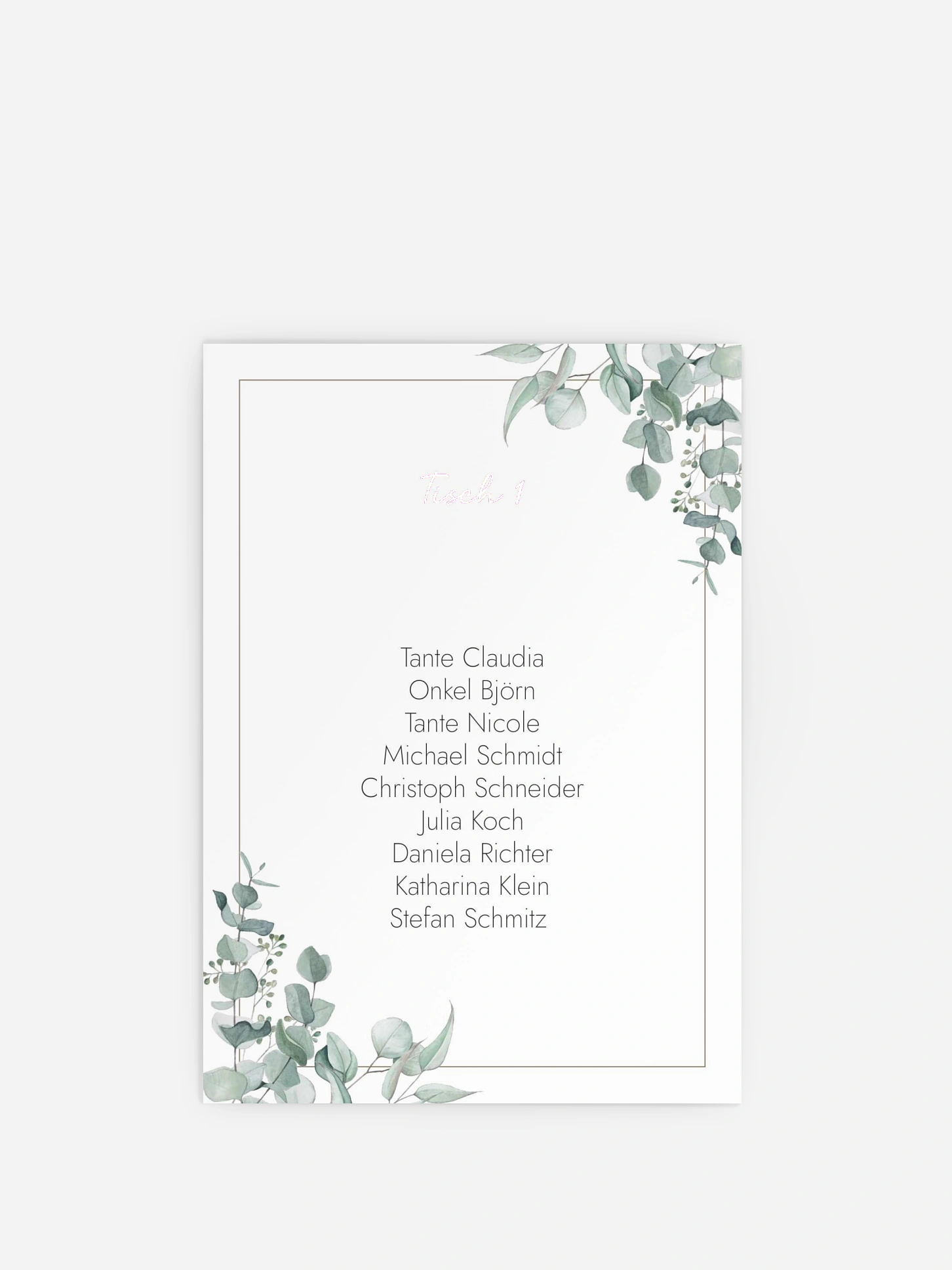 Sitzplan Kreativ Soft Greenery