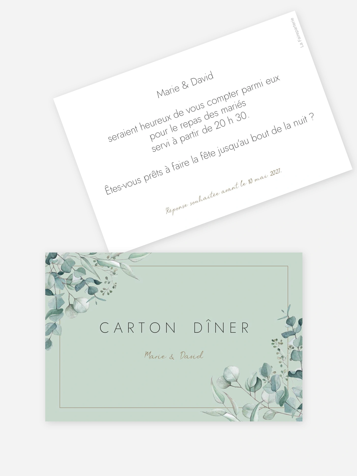Carton d'invitation Soft Greenery