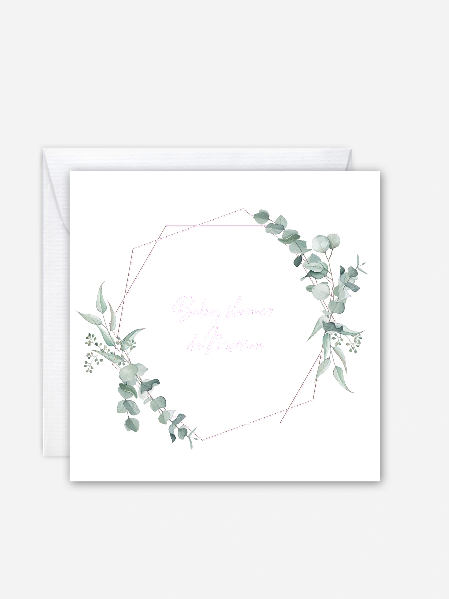 Invitation baby shower Soft Greenery