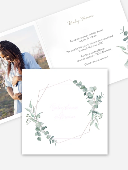 Invitation baby shower Soft Greenery