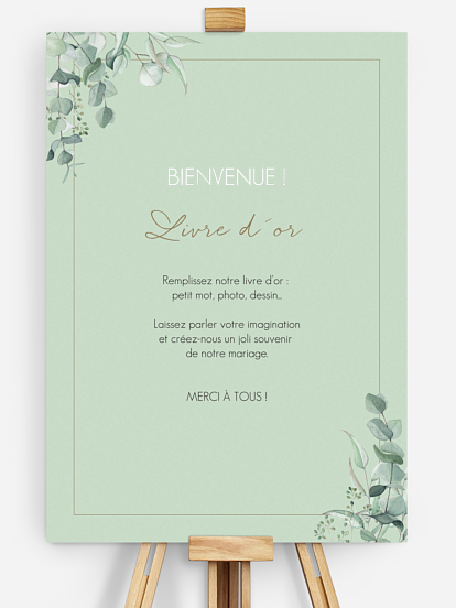 Affiche livre d'or mariage Soft Greenery