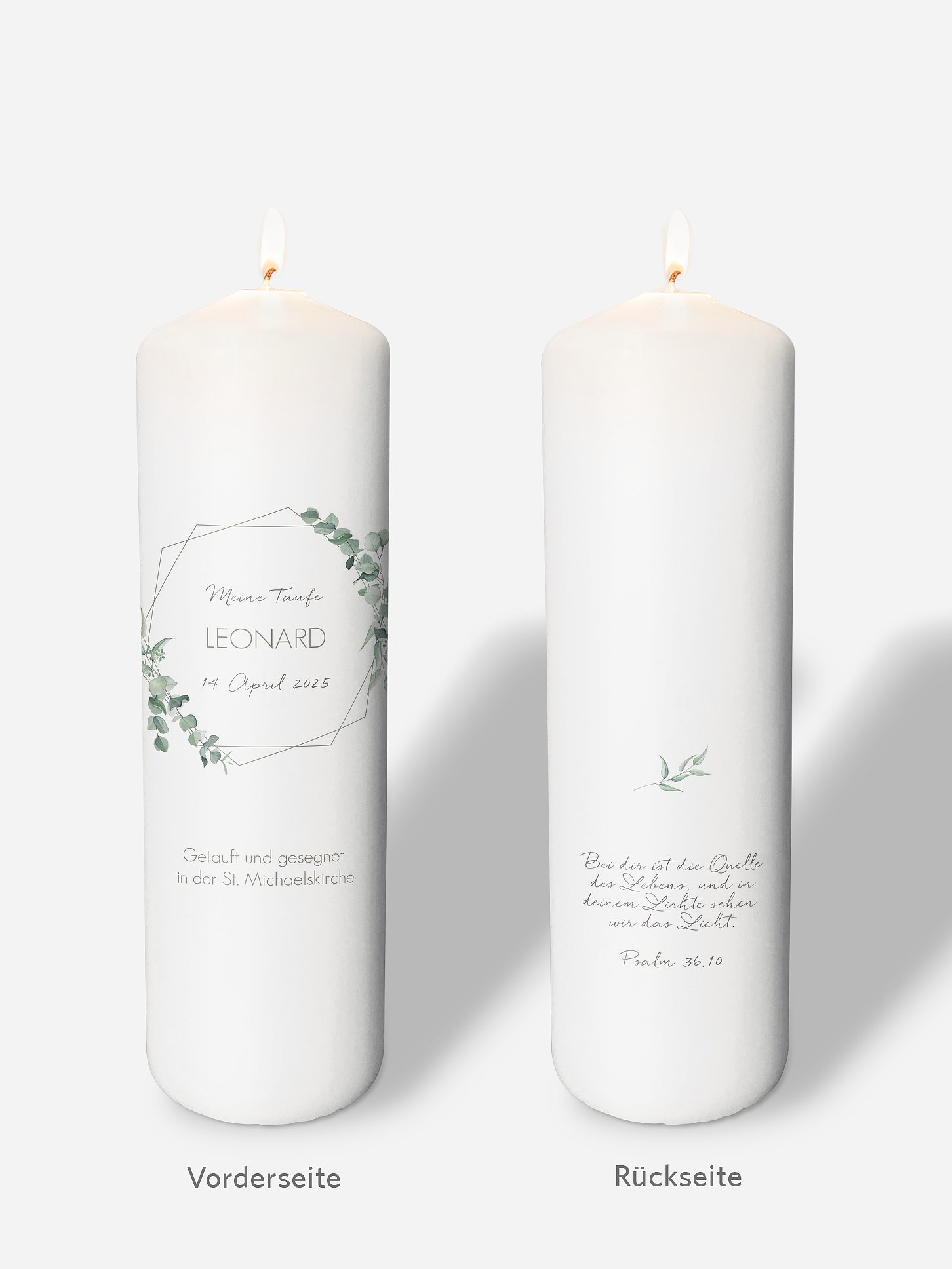 Taufkerze Soft Greenery